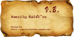 Vaszily Balázs névjegykártya